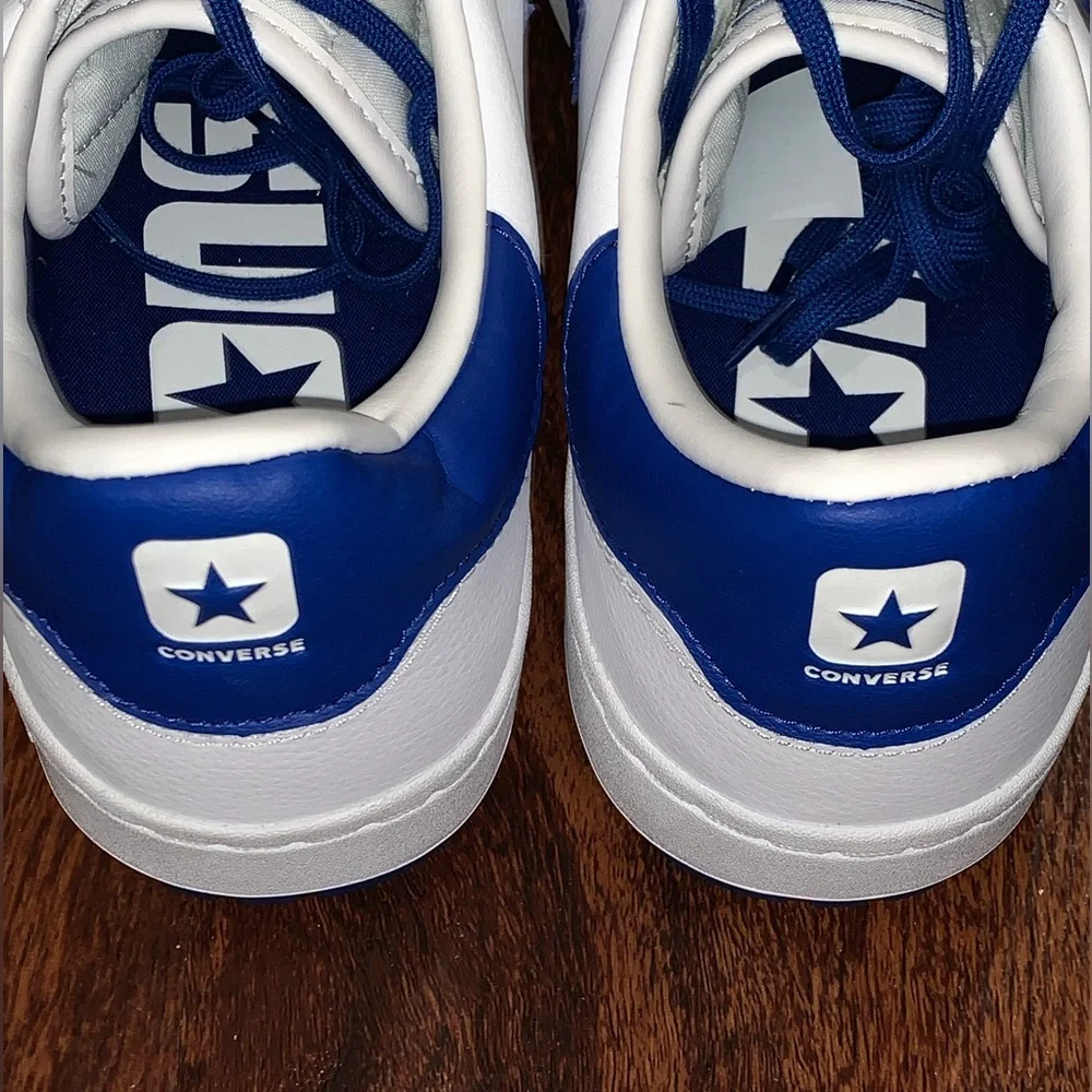 Converse White and Blue Low-Top Sneakers